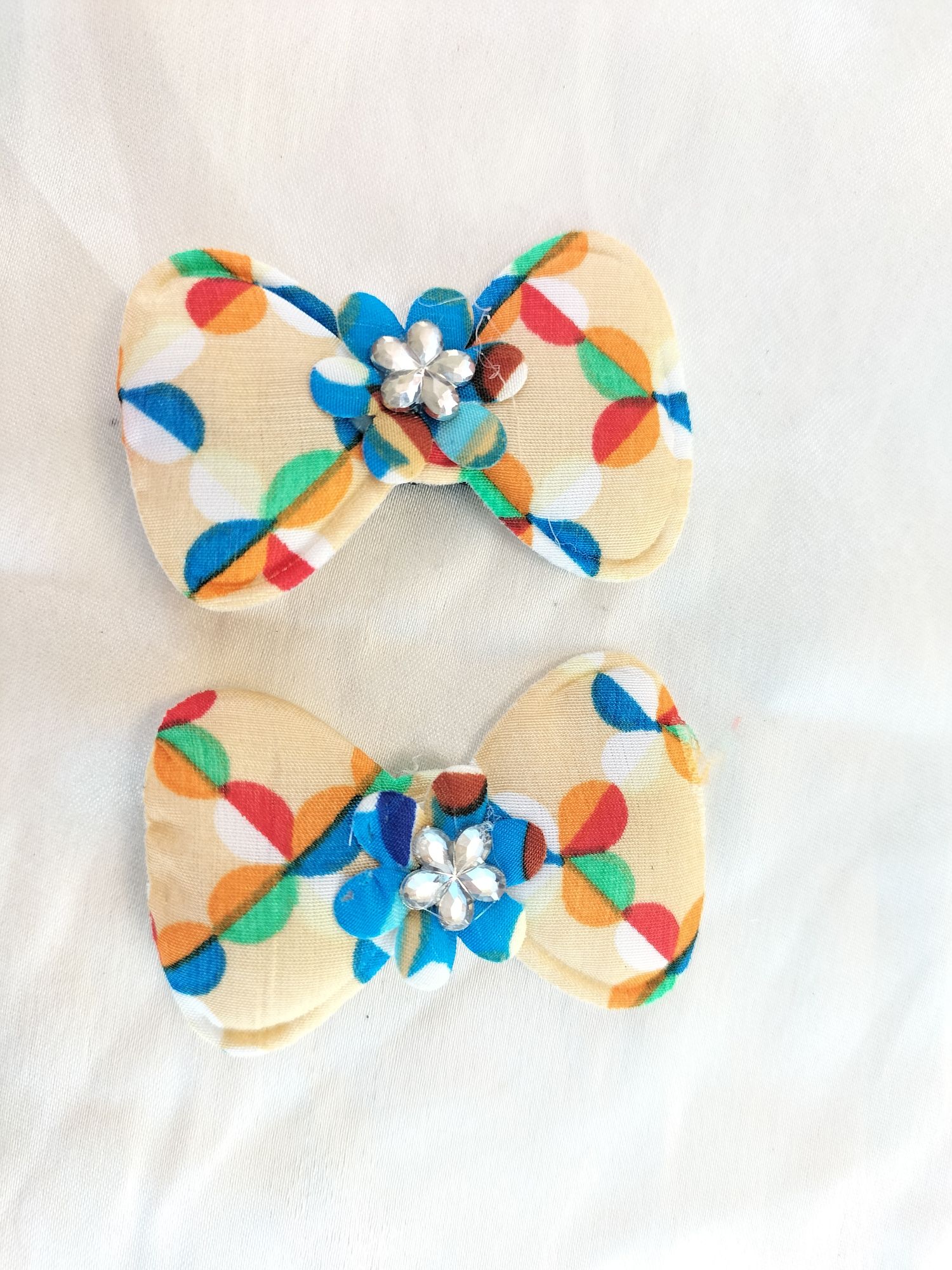 Cream Color Hair Clip With Floral Print For Teen Women