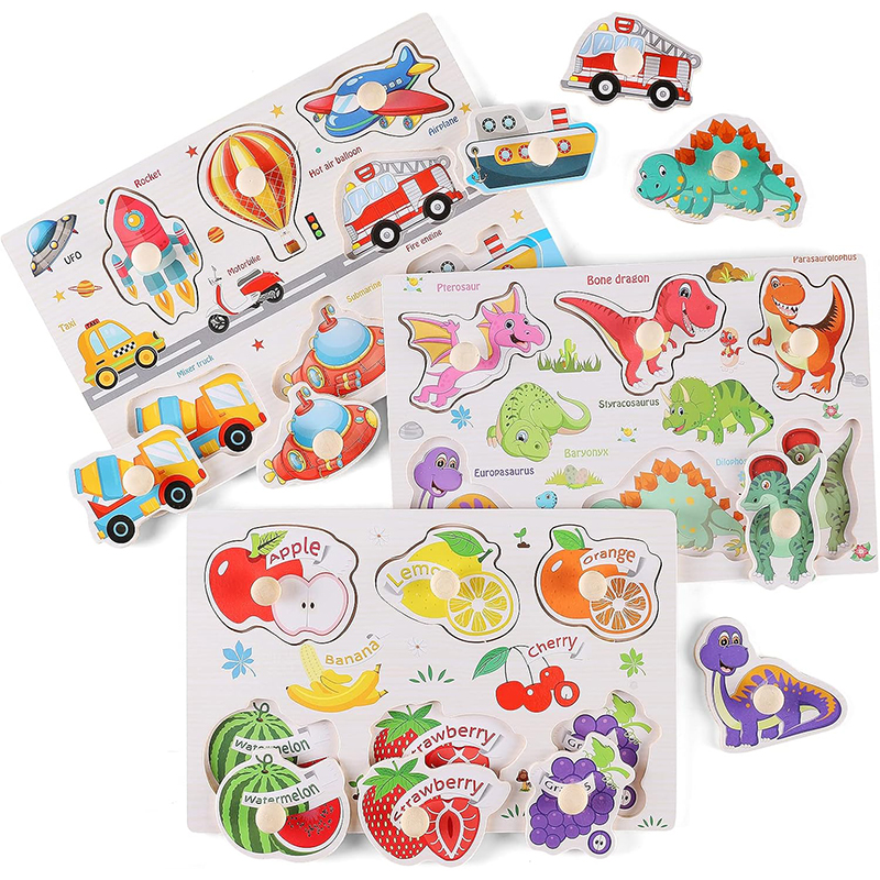 1pc ﻿﻿Wooden Hand Grab Boards Shape Pairing Montessori Early Education Teaching Aids 3D Puzzles Kids Early Education Toys TMZ