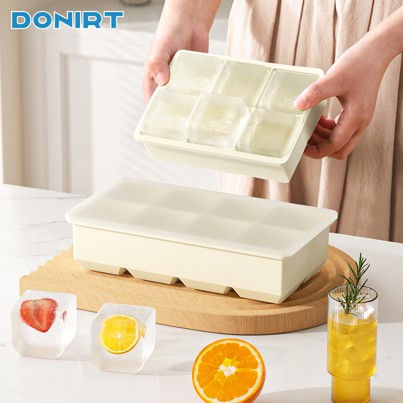 4/6/8/15 Large Grids Ice Cube Tray with Lid Flexible Food Grade Silicone Ice Cube Mold Ice Trays for Freezer Homemade DIY Drinks