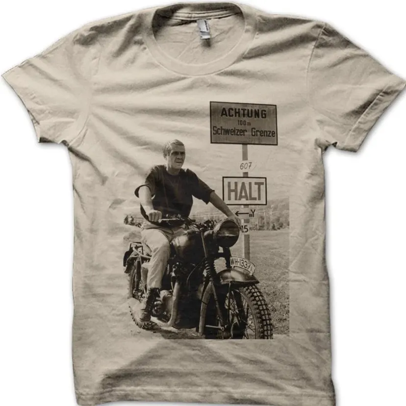 Retro Classic Motorcycle Printed T-shirt From 'The Great Escape' Summer New Item Suitable for Both Men and Women, Casual T-shirt