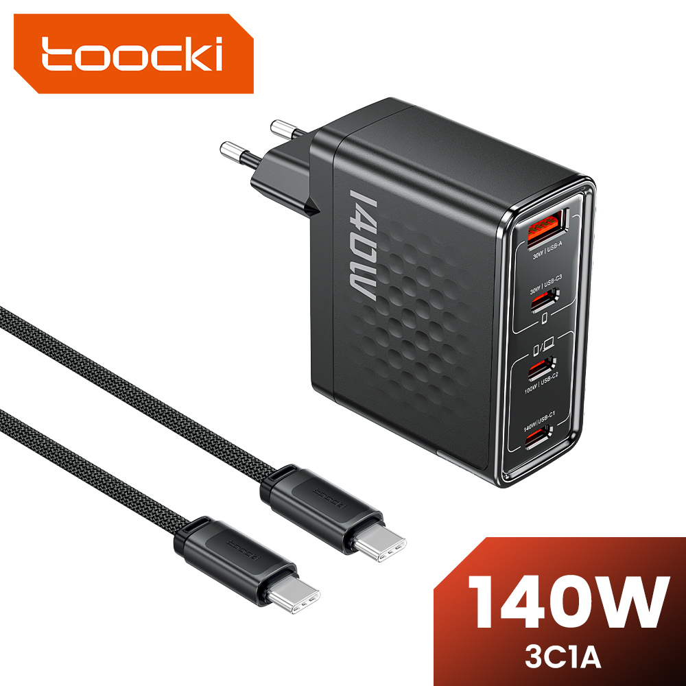 Toocki 140W GaN Charger Fast Charging Type C PD3.1 QC4.0 PPS for MacBook iPhone 17 16 S25 Laptop Tablet Tablet