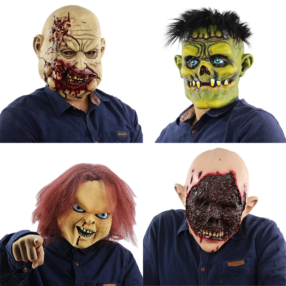 Halloween Horror Masks Zombie Monster Vampire Mask Latex Costume Carnival Party Full Head Helmet Haunted House Prop