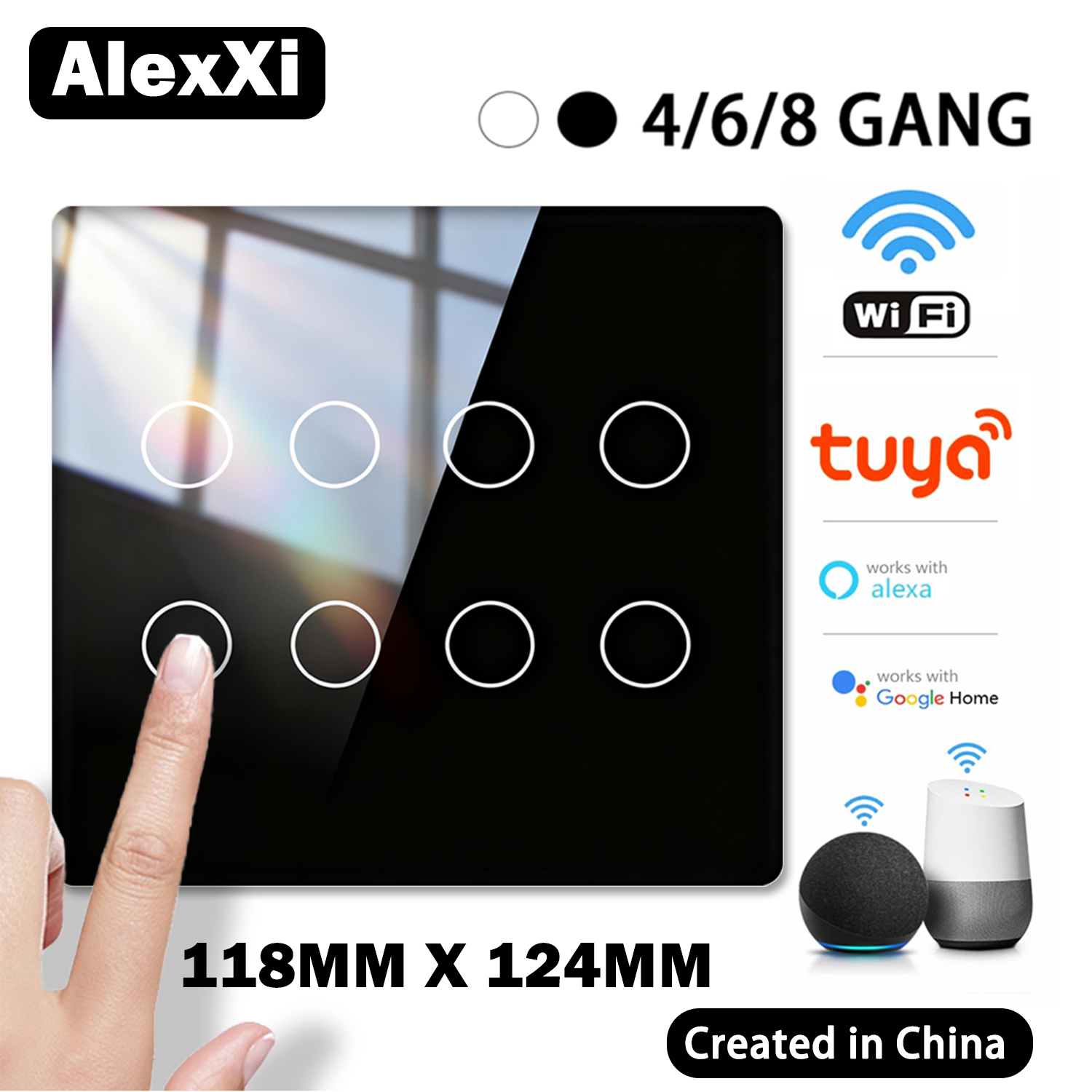 Brazil 4x4 Tuya WiFi 4/6/8 Gang Intelligent Wall Switch Voice Control Touch Sensor LED Light Switches Alexa Home 100-240V