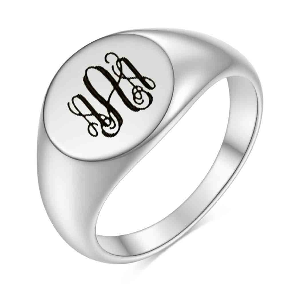 Stainless Steel 26 English Alphabet Printed Font Ring, Silver Color, Fashionable and Simple Titanium Steel Women's Ring