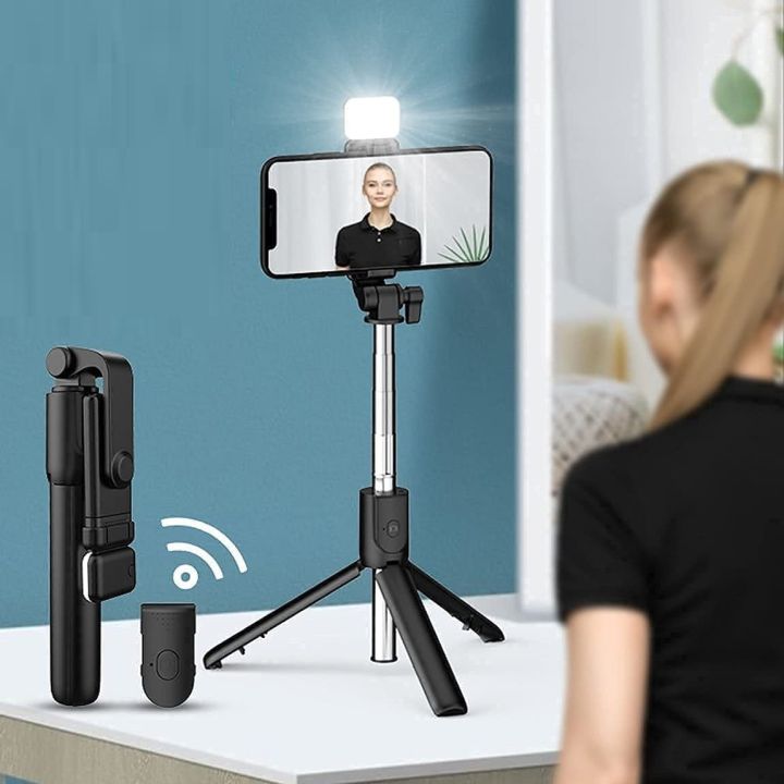 Selfie Stick Tripod with Detatchable LED Light, Long Selfie Stick with Stable Tripod Stand