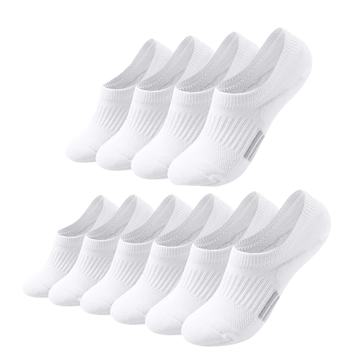 5/10/20 Pairs Women's White No Show Socks, Comfortable, Breathable, Moisture-Wicking, Athletic Style, Durable Support