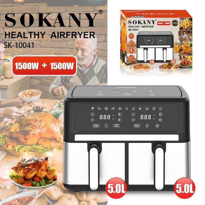 Sokany 10 Litre Air Fryer Double Basket With Touch Control