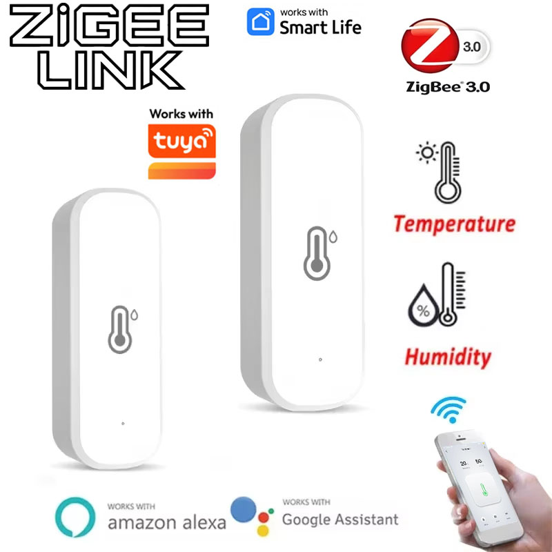 Zigbee 3.0 Smart Temperature Humidity Sensor Battery Powered APP Remote Monitor Voice Control Works with Tuya Alexa Home