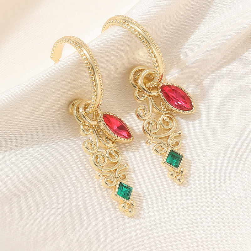 Trendy Cute Metal Water Drop Hoop Earring For Women Gold Plated Cubic Zirconia Square Earring Piercing Jewelry