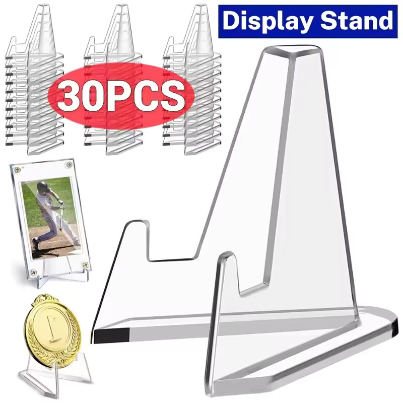 1-30PCS Clear Acrylic Coin Display Stand Holders Small Easel Rack Trading Card Holder Support for Idol Card Organizer