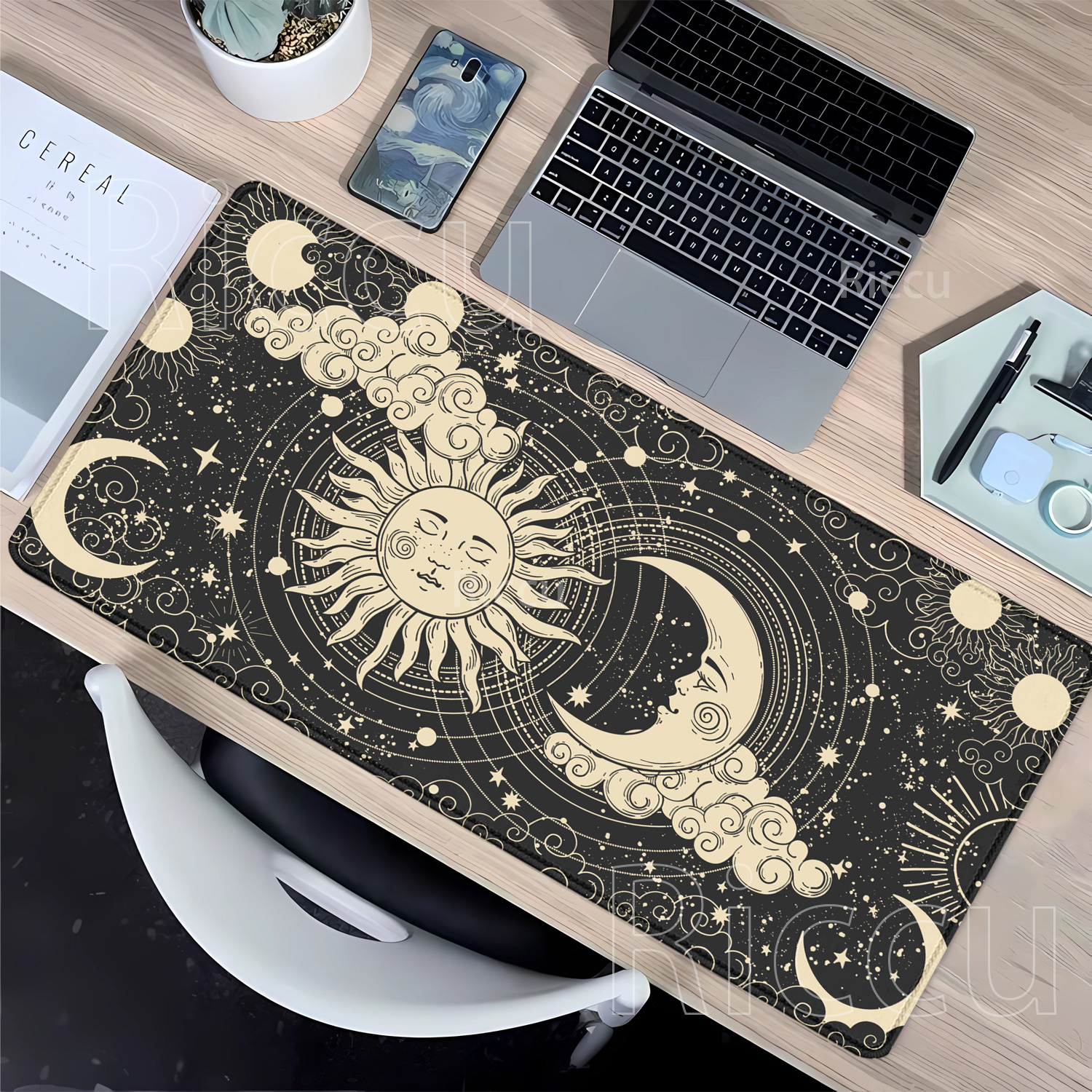 HD Printing Mouse Pad Greece sun moon starry sky Line Pc Gaming Keyboard Anime Mousepad Non-slip Office overlock Desk Mat