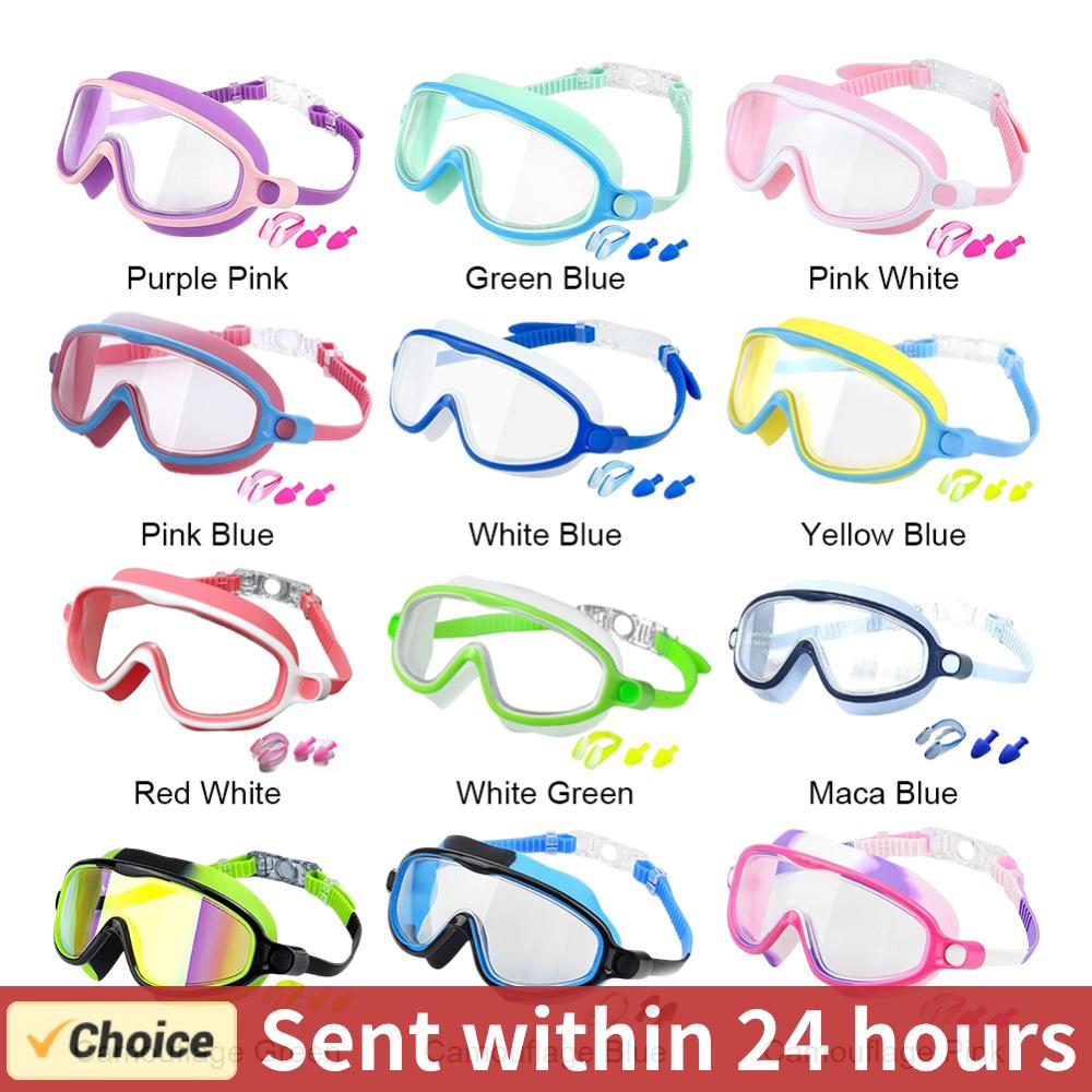 Kids Swimming Goggles No Leak Wide Vision HD Swim Glasses with Ear Plugs & Nose Clip Boys Girls Eyewear Pool Beach Accessories