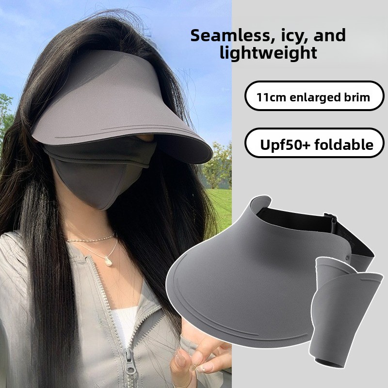 2026 Summer New Seamless Sun Hat with UV Protection for Women, Featuring A Large Brim and An Empty Top for Shade