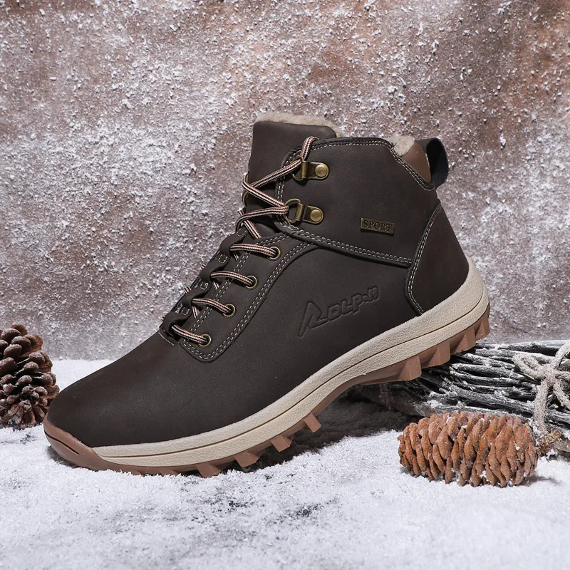 2024 Fashion Outdoor Winter Snow Boots For Men Male Sneakers Quality High Top Super Warm Plush Warm Ankle Boots