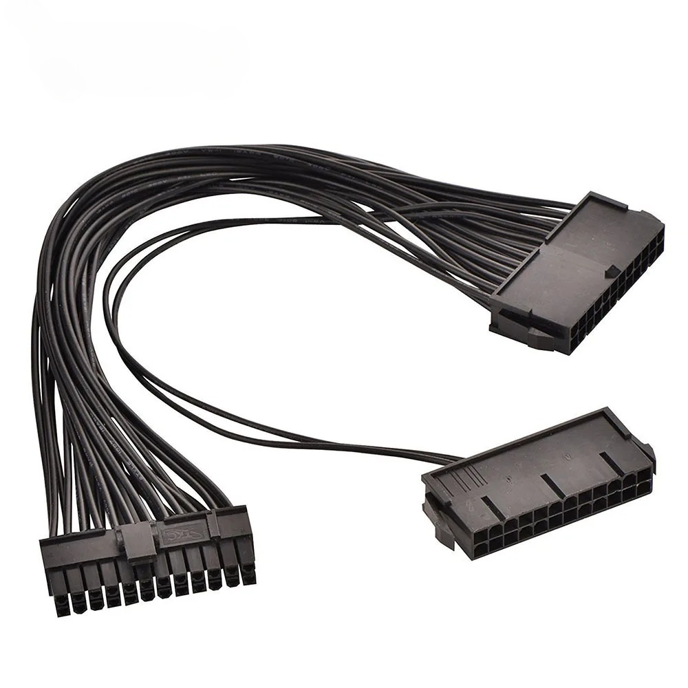 24 Pin Power Supply Splitter Cable 1 to 2 Synchronizer ATX Mining 30cm Motherboard Dual PSU Extension Cable for BTC PC Computer