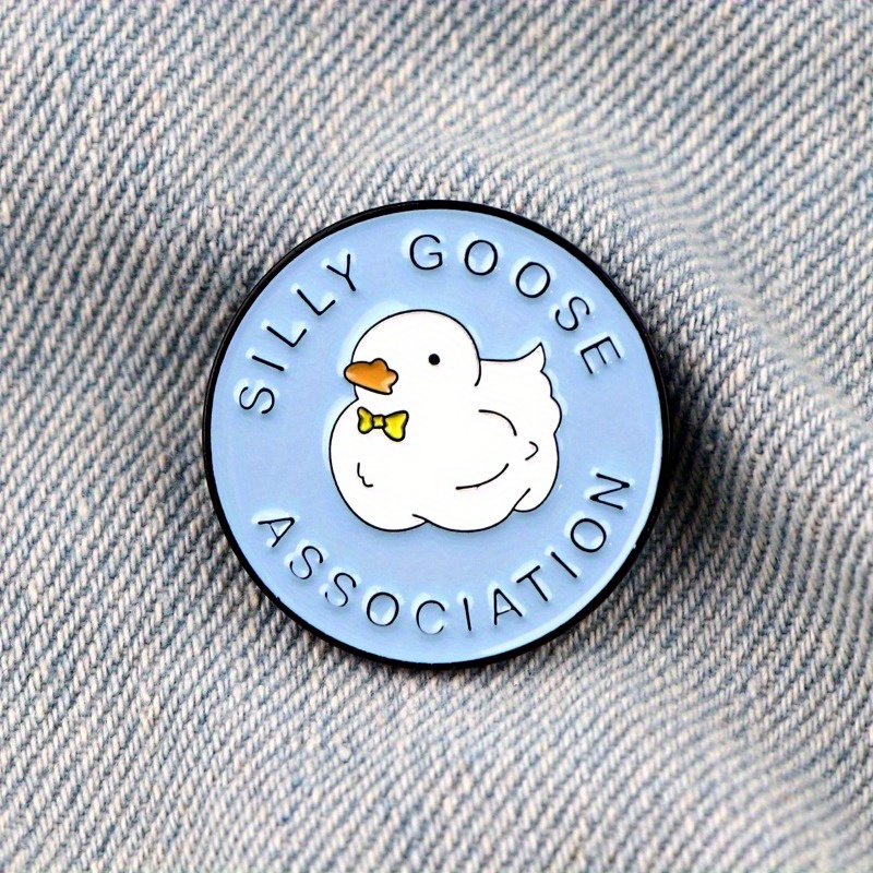 2pcs Silly Goose Association " Lightweight Enamel Pin, Cute Cartoon Goose Brooch, Fashion Accessory, for Bags & Clothes
