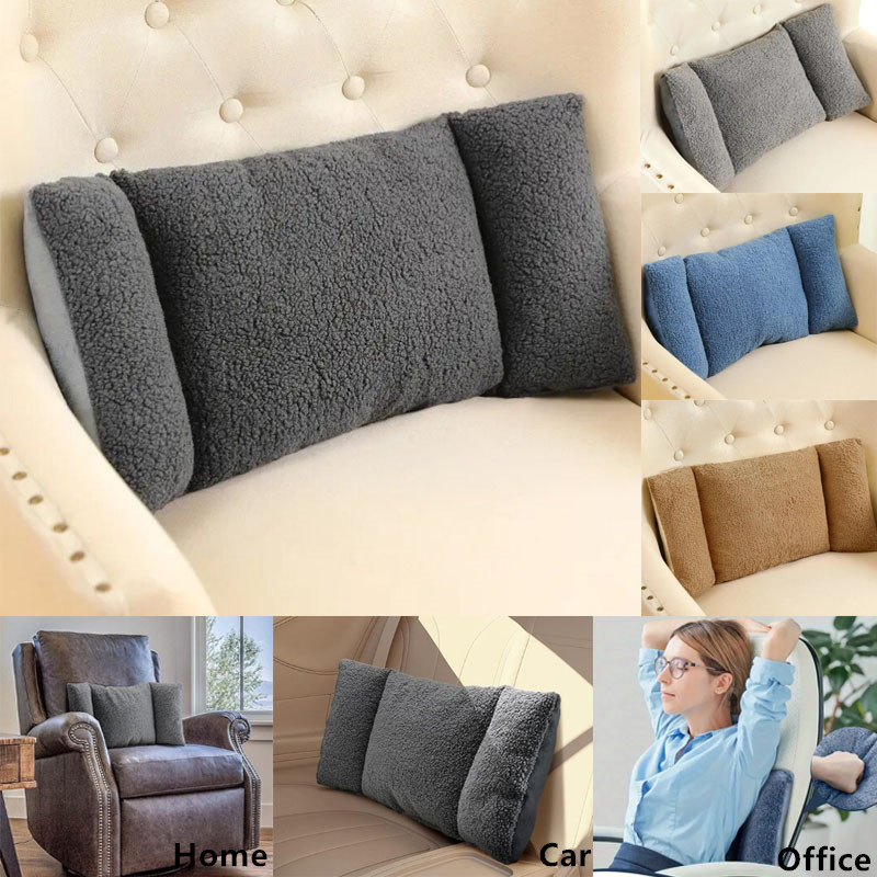 3-Segment Fleece Lumbar Pillow Ergonomic Back Support Cushion for Home Car Office Comfortable Multifunctional Waist Pillow