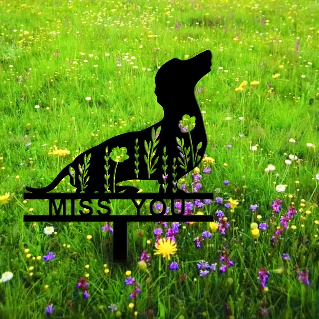 HelloYoung 1pc Pet Grave Markers Sign, Dachshund Memorial Stake Sign, Metal Sign With Stake, Pet Loss , Sympathy Sign