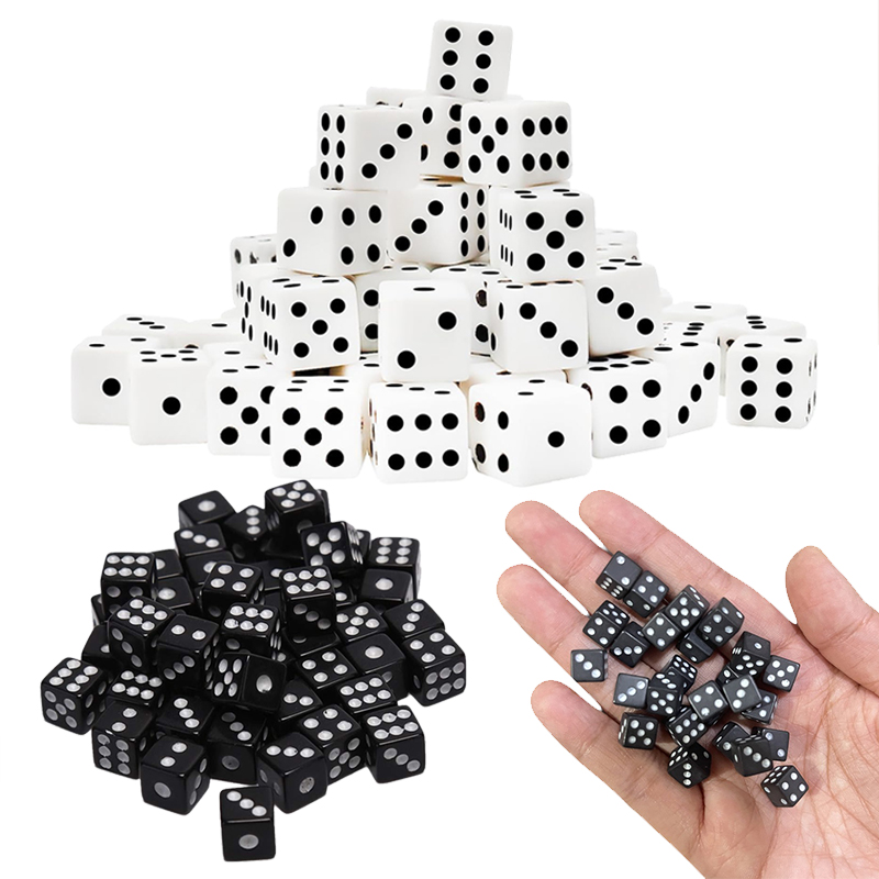 100~500PCS Mini Dice 8mm White Black Plastic Table Games Gaming Dice Standard Six Sided Decider Birthday Parties Board Game TMZ