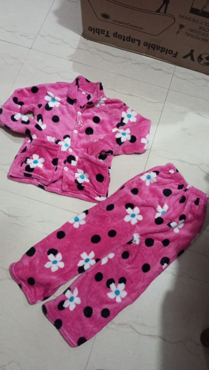Warm Fleece Winter Pyjamas Set-For kids