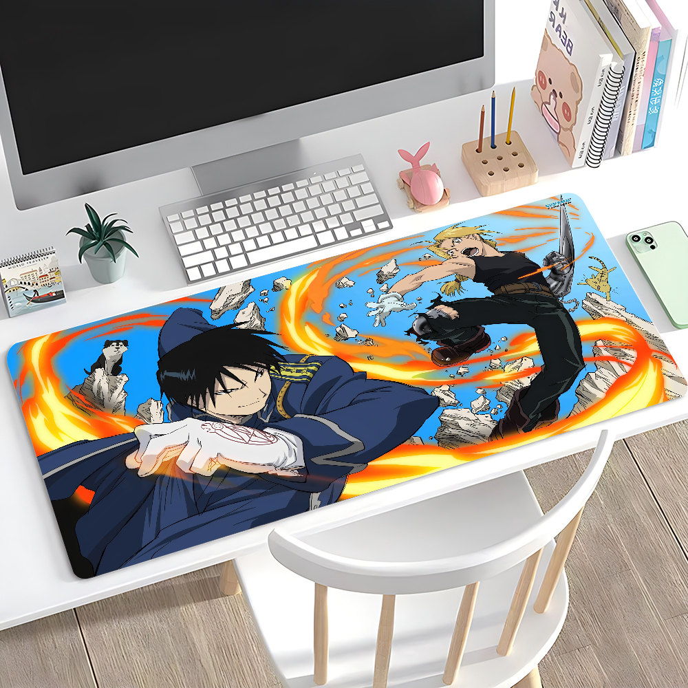 Black and Grey Abstract Art Pattern Design Mouse Pad Desk Mat with Stitched Edge Anti-slip Gaming Mat Keyboard Mouse Pads
