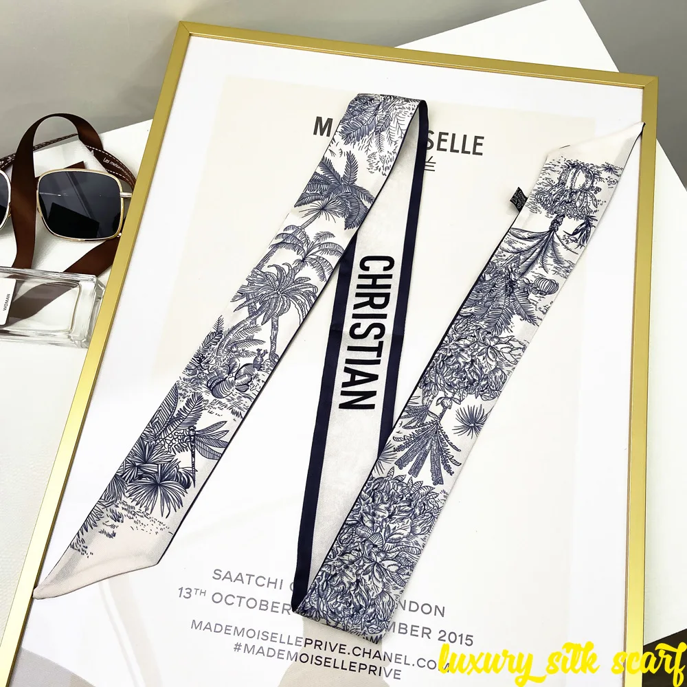 NEW Spring Luxry Design Women Silk Ribbon Scarf Handbag Handle Wrap Bag Ribbon Scarf Women Girls Head Hair Wrist Ribbon Bag