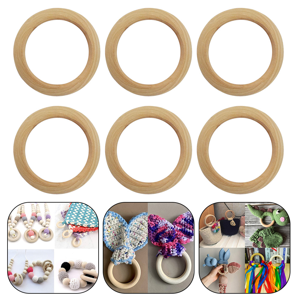 1pc Unfinished Wooden Rings 5-15 Cm Multiple Sizes Solid Color Natural Wood Circle Rings Compile DIY Handicrafts Ornaments
