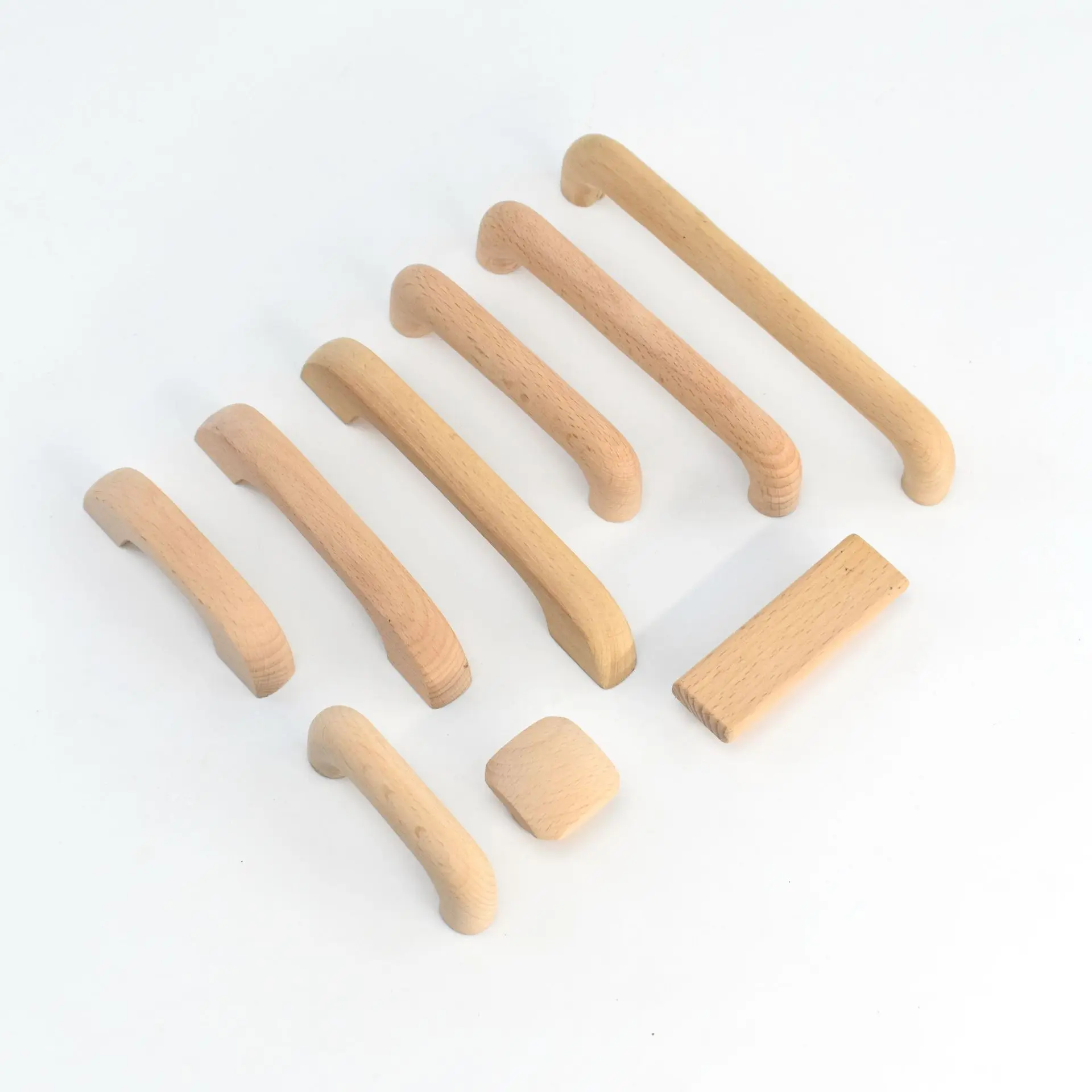 Beech Wood Handles Kitchen Cabinet Handle Drawer Solid Wood Furniture Wooden Door Drawer Knobs Cupboard Handles for Furniture