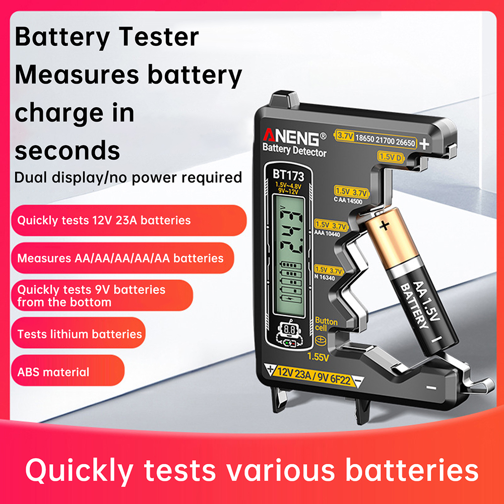 BT173 9V/12V/23V Battery Tester AA AAA Household LCD Digital Display Button Cell Battery Tester Power Bank Detector Tool pen gpt