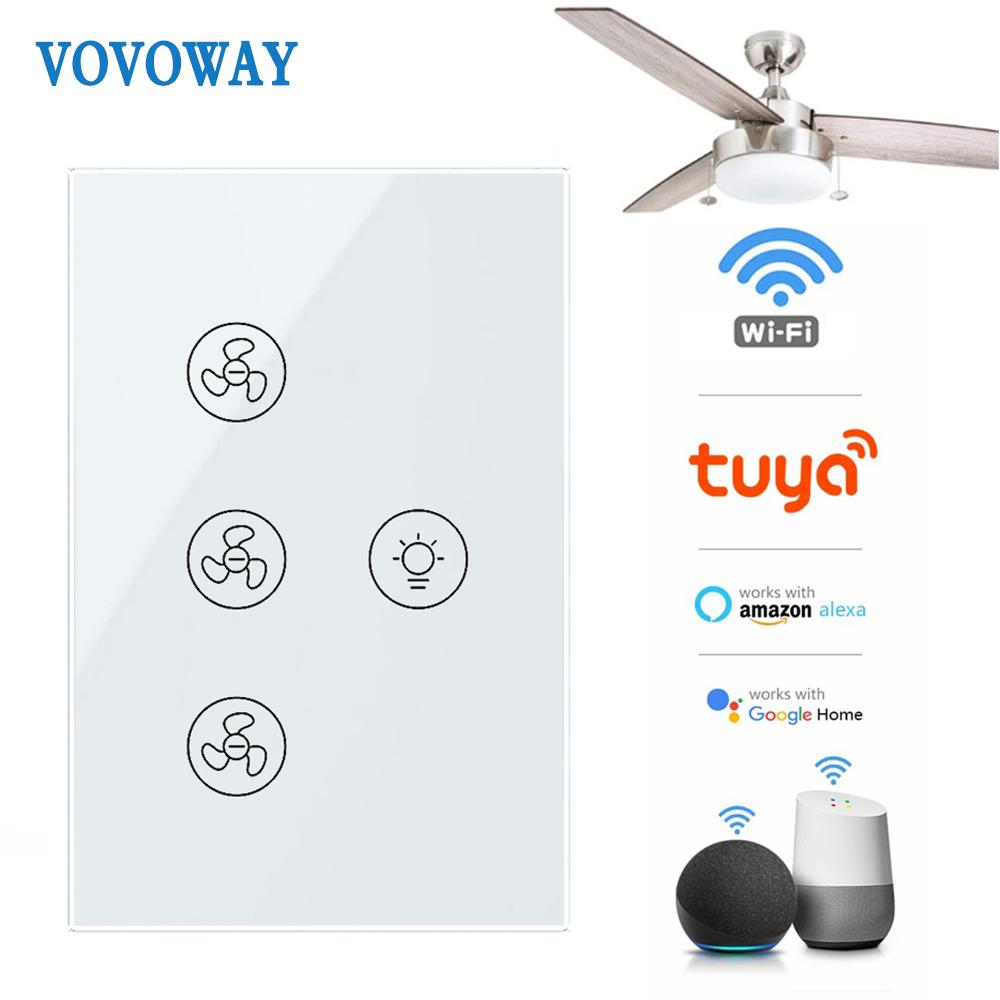 Smart Home Wifi Fan Light Switch EU/US Ceiling Fan Lamp Switch Tuya Speed Control Works With Alexa