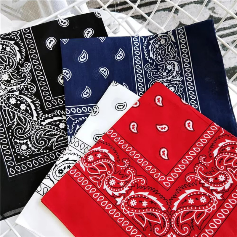 3/1Pcs Fashion Hip Hop 100% Cotton Bandana Square Scarf 55cm*55cm Black Red Paisley Headband Printed For Women/Men/Boys/Girls