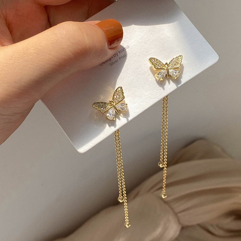Fashion Butterfly Tassel Drop Earrings For Women Trendy Shiny Moon Star Pearls Dangle Earrings Korean Jewelry Girls Party Gifts Bles Online DZ-38C-16