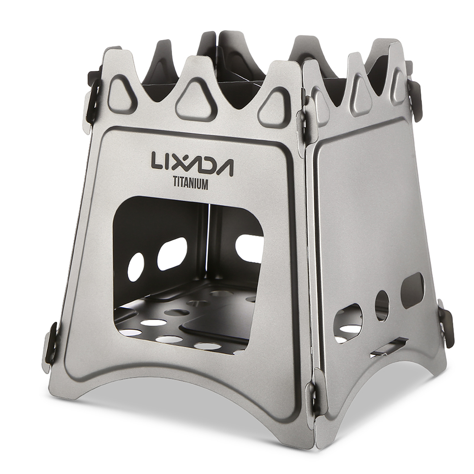 Lixada Titanium Wood Stove Ultralight Folding Pocket Stove Portable Mini Stove Outdoor Camp Cooking Picnic Wood Burner