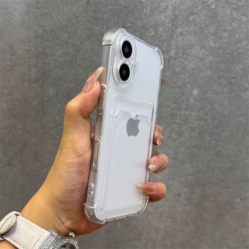 Airbags Anti Fall Card Bag Wallet Clear Phone Case for iphone16 16 Pro Max Case 16 Plus Shockproof Covers