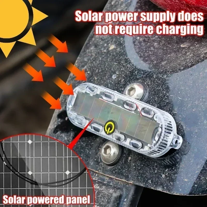 1/2/4pcs Solar Power Vibration LED Safety Warning Strobe Light Motorcycle Tail Decorative Light Night Anti-collision Signal Lamp