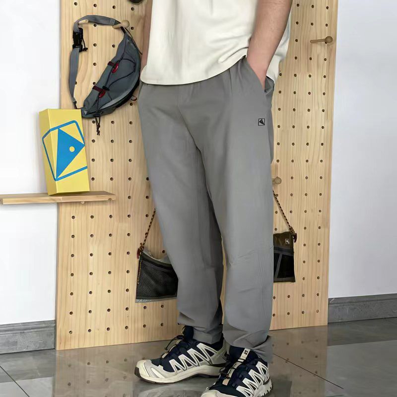 Men's Thin Quick Dry Long Pants, Elastic Waist Drawstring Loose Straight Leg Trousers, Versatile Daily Commute Casual Wear