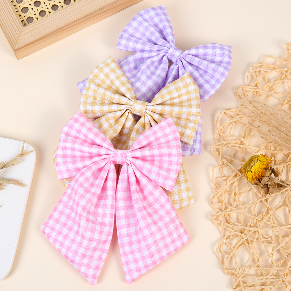 Plaid Bow Hair Clips For Girls Sweet Vintage Checkered Bowknot Hairpin Women Elegant Trendy Korean New Headwear Hair Accessories