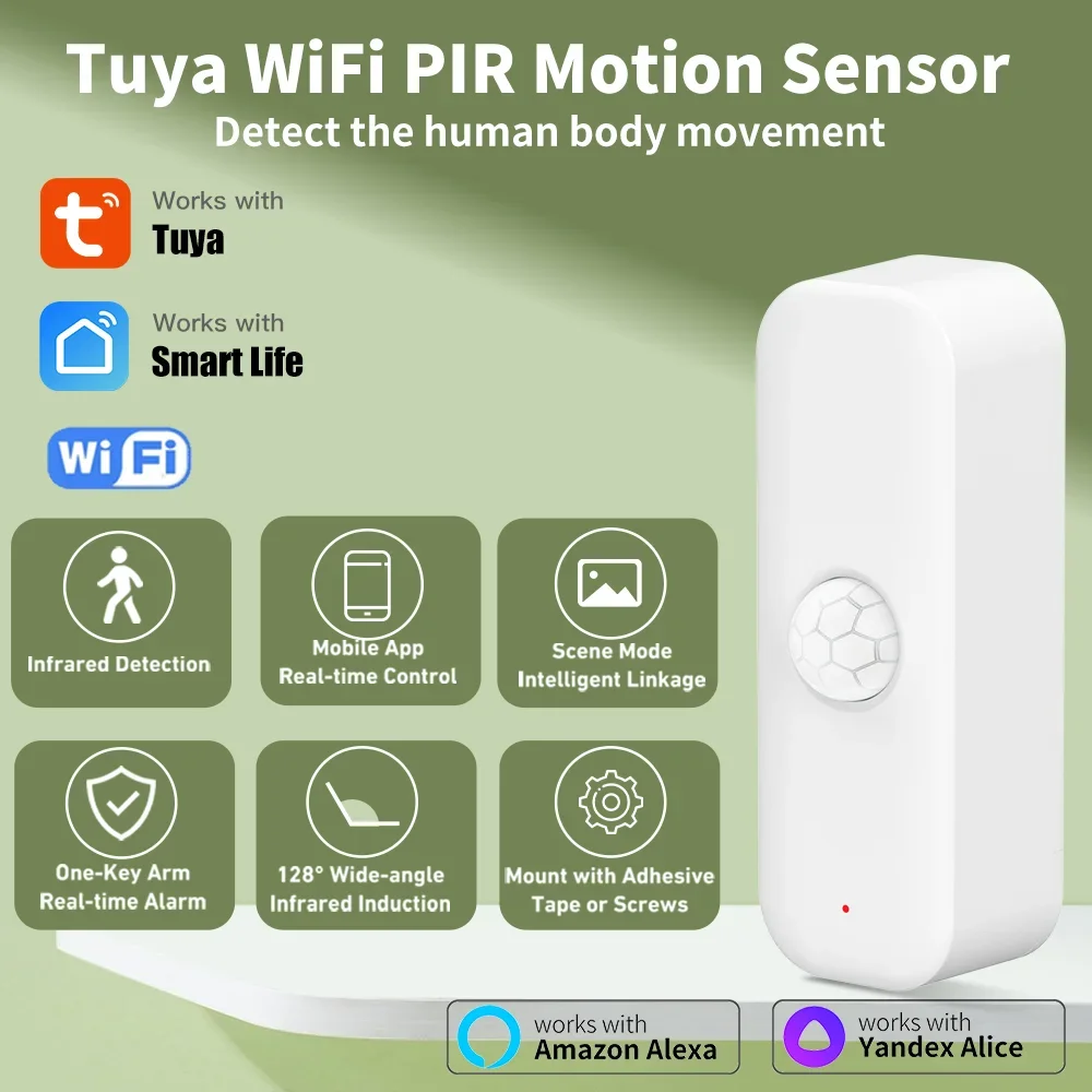 Tuya WiFi Zigbee PIR Motion Sensor Smart Home Human Body Infrared Detector Security Smart Life Works With Alexa Home