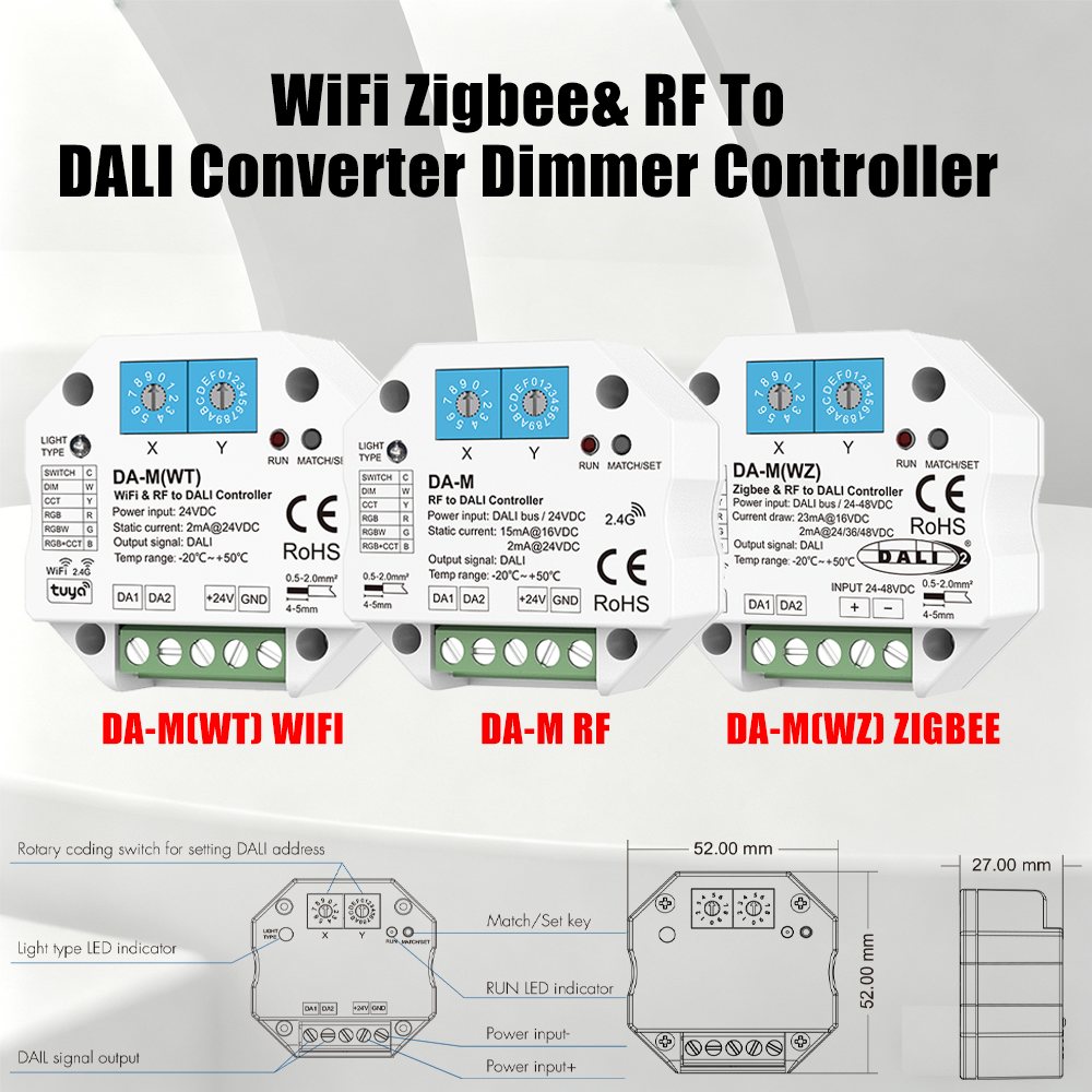 Tuya WiFi Zigbee DALI Converter Dimmer Controller DC 24V DIM CCT RGB RGBW RGB+CCT Strip Smart Life APP f Alexa / DALI Bus