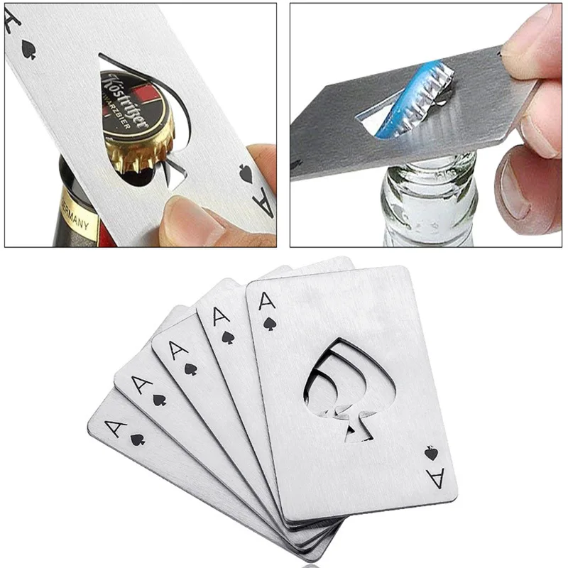 10PCS Stainless Steel Ace of Spades Bottle Opener Creative Tool Multi-Purpose Bottle Opener Gadgets Kit Tools Poker Gear