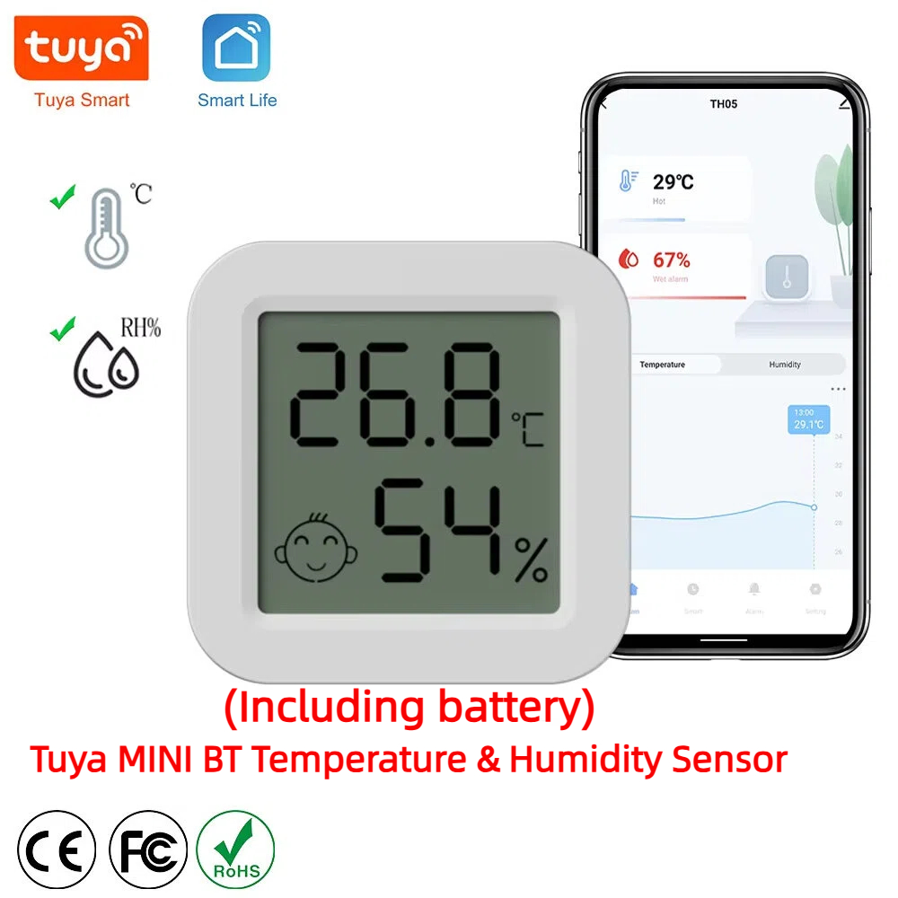 Tuya Zigbee Mini Temperature And Humidity Sensor Smart Life APP Remote Monitor For Smart Home Works With Alexa Assistant