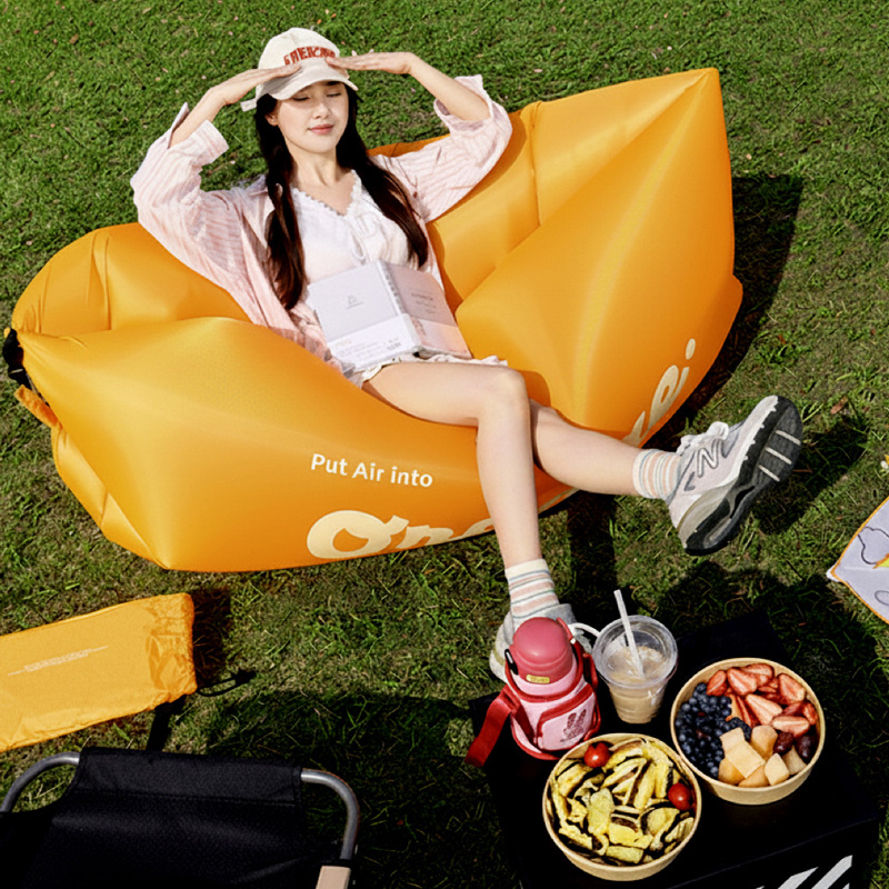 Portable Inflatable Sofa Cushion Music Festival Camping Lazy Sofa Beach Lounger Folding Single Person Couch Chair