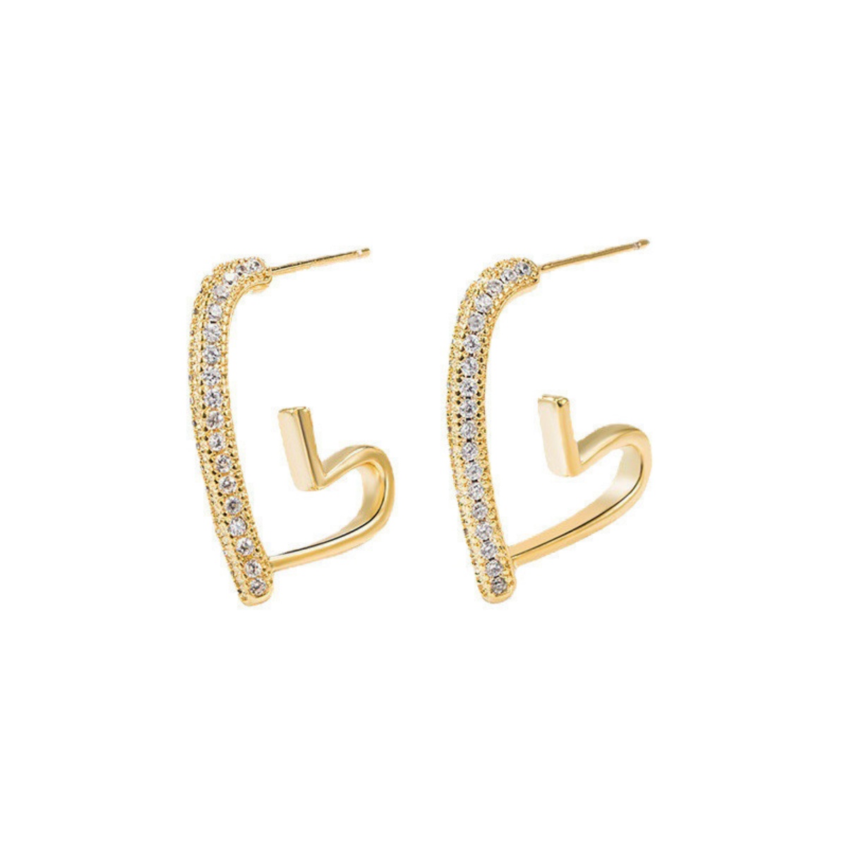 Trendy Simple Gold Color Hoop Earrings For Women Girl Crystal Heart Minimalist Earrings Party NEW Jewelry Gifts