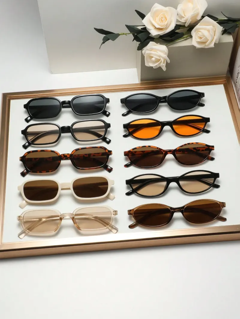 10PCS Geometric Frame Fashion Glasses Simple Style for Daily Wear Family Gatherings Autumn Winter Stylish Accessories