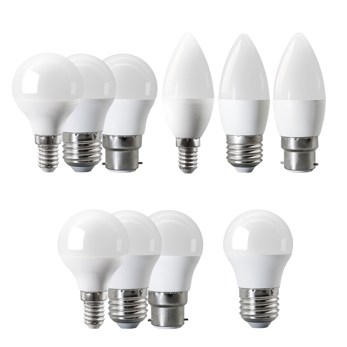 10PCS LED Candle Bulb Lamps E14 E27 B22 base Llight Bulbs Energy saving Lamp ra80+ Warm Cool lighting for Home Livingroom Foyer