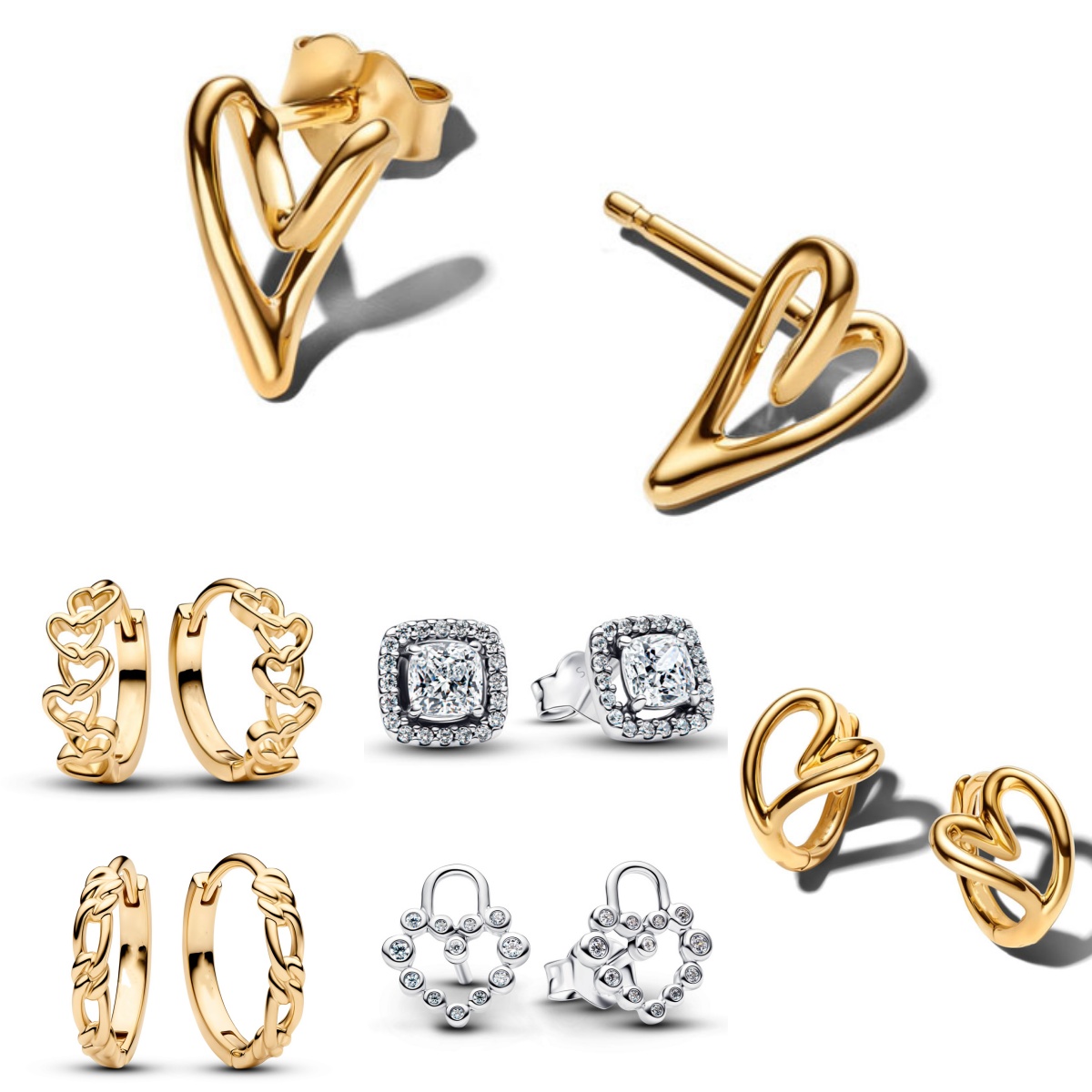 925 Silver Original Feathers Star Moon Round Women Gold Color Heart Hoop Earrings Jewelry For Female Wedding Anniversary