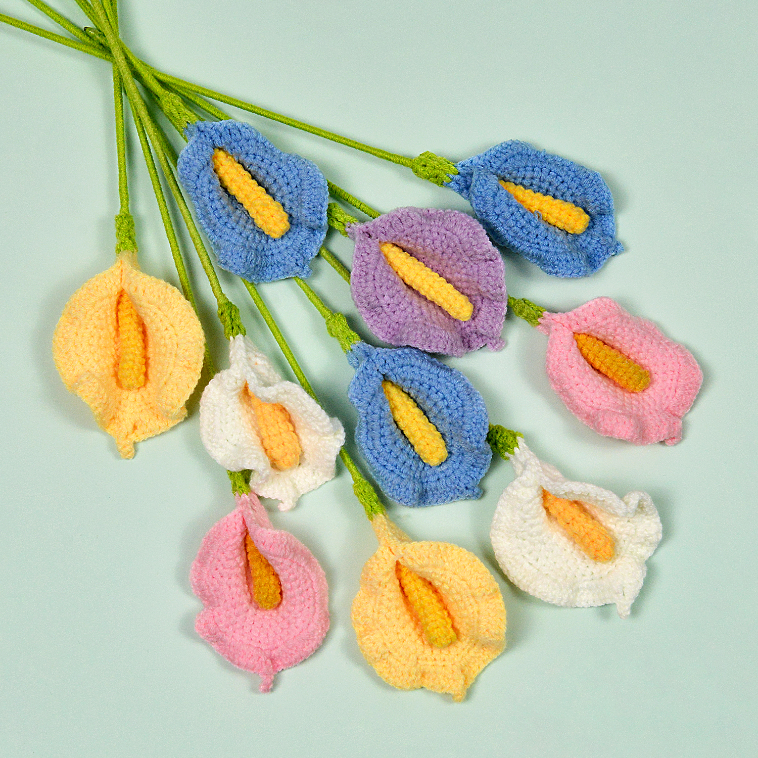1pc Handmade Crochet Calla Lily, Crochet Flowers Bouquet for DIY Home Decor, Wedding Bouque, Graduation , Birthday Surprise