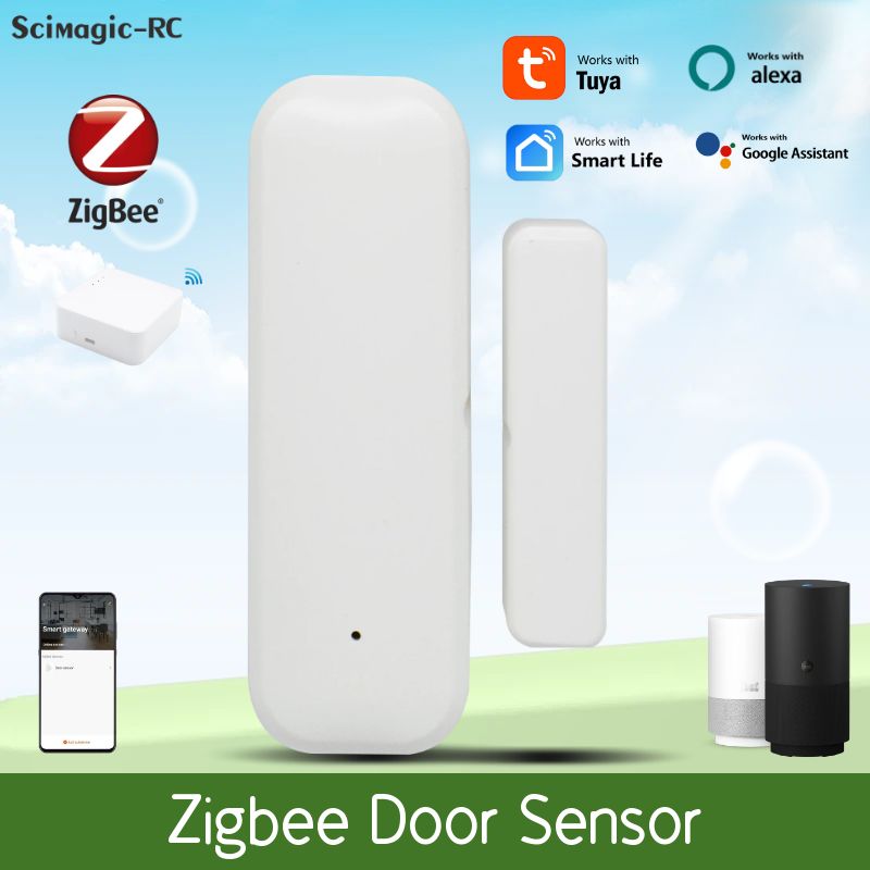 Tuya WiFi/Zigbee Door Sensor Window Sensor Smart Home Wireless Door Detector Door Open / Closed Alarm System for Alexa