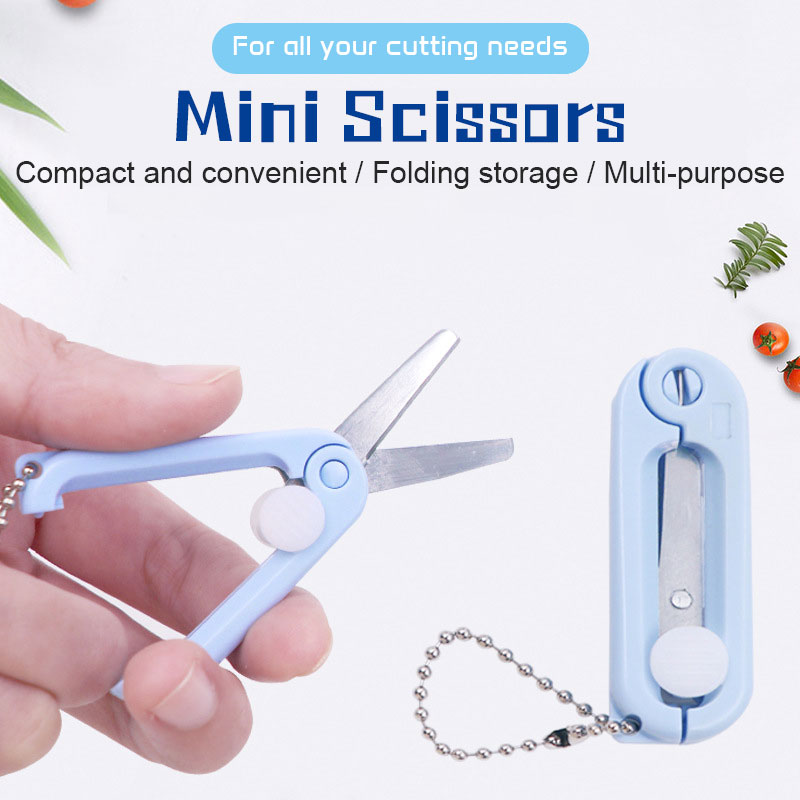 Mini Folding Scissors Portable Retractable Stainless Steel Scissors Multifunctional Cutting Supplies Office School Supplies