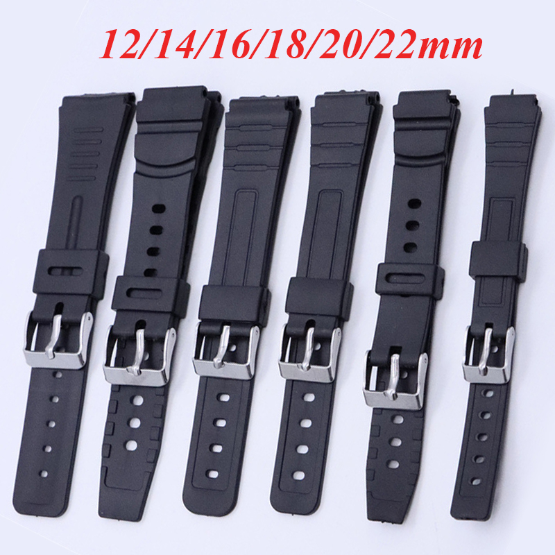 Universal Rubber Strap 12mm 14mm 16mm 18mm 20mm 22mm Waterproof Silicone Black Watch Band Women Men Replacement Sport Bracelet